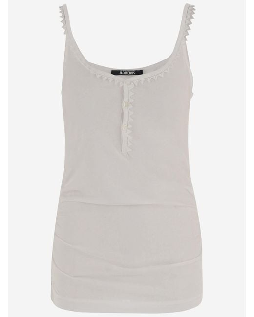 Jacquemus White Top Cotton Half-Button