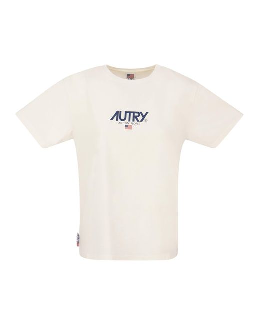 Autry Iconisch Katoencrew Nek T -shirt in het White
