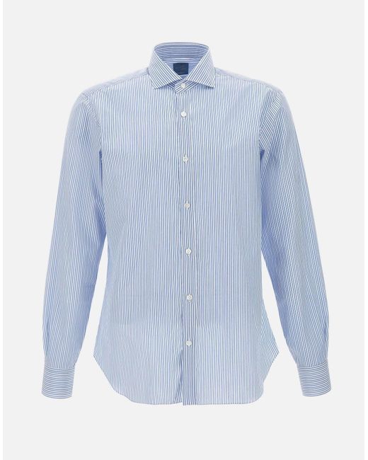 Camicia A Strisce Blu Di Cotone di Barba Napoli in Blue da Uomo