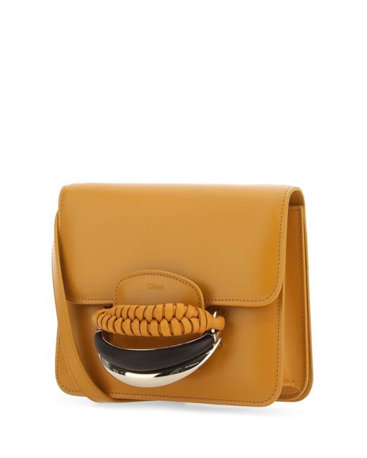 Chloé Orange Mustard Leather Kattie Clutch