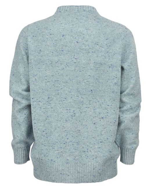 Brunello Cucinelli Blue Crew Neck Sweater In Wool And Cashmere Mix
