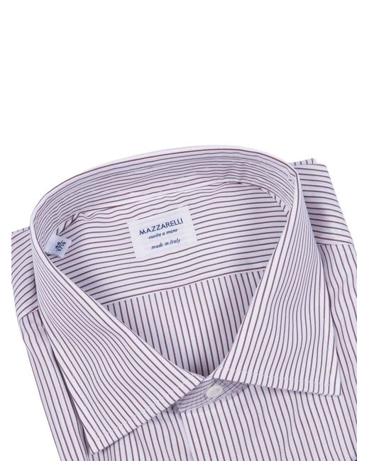 MAZZARELLI CAMICIE Purple Striped Cotton Shirt Style Slim Fit for men