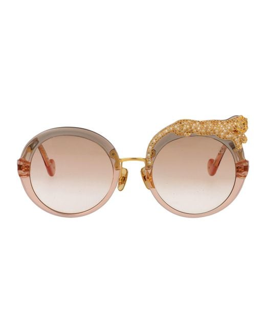 Anna Karin Karlsson Natural Round Sunglasses Rose Et La Roue Crystal Tobacco