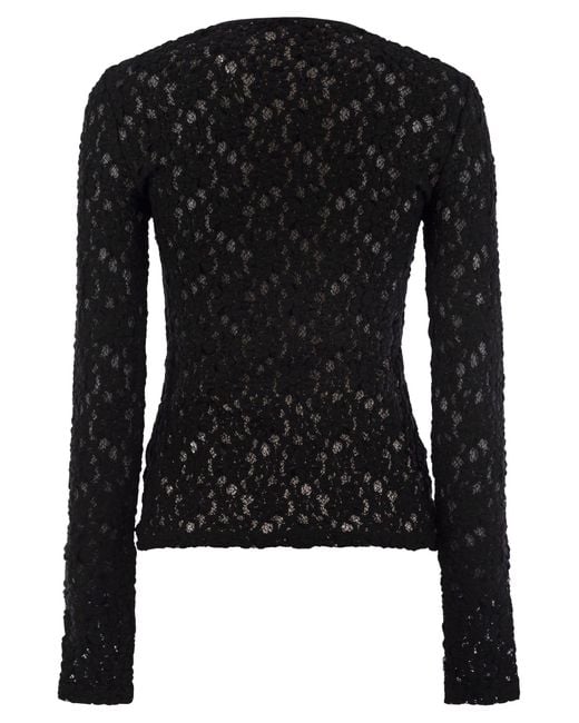 Max Mara Black Gennaio Tight Fitting Cloqué Lace Jersey