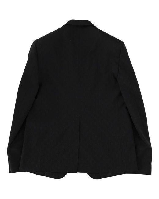 Gucci Black Single Breasted Jacket With "Gg" Weave for men