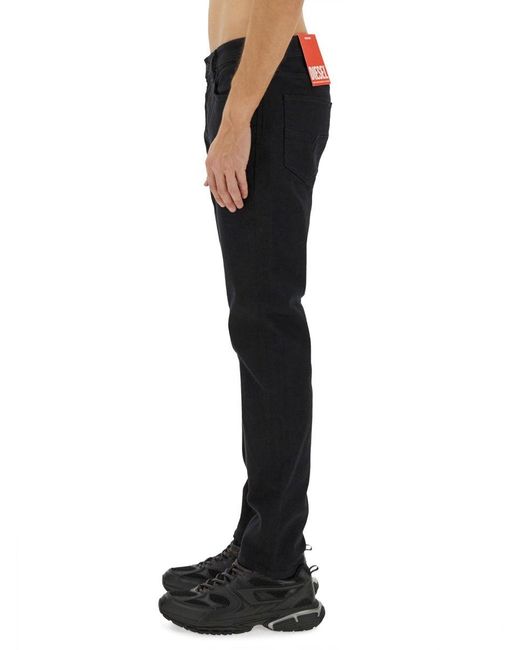 DIESEL Black Straight Mid Rise Jeans for men