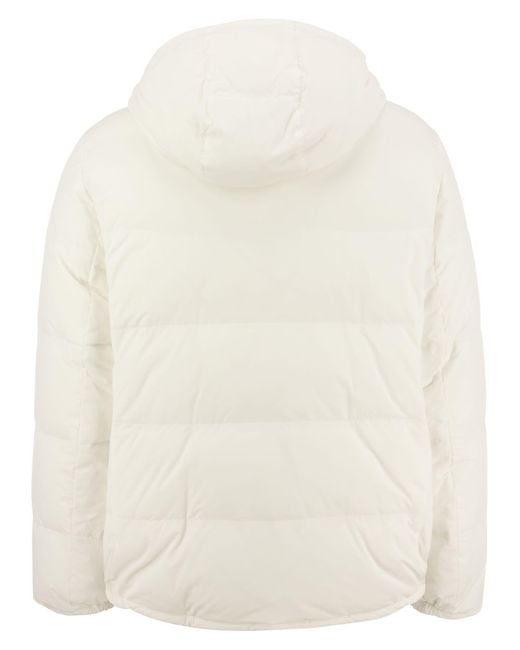 Brunello Cucinelli Reversible Down Jacket In Matt Nylon With Hood