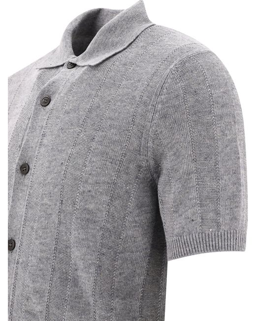 Camisa de punto de costilla texturizada Brunello Cucinelli de hombre de color Gray