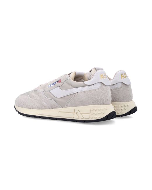 Autry White Reelwind Low Hay Nylon & Suede Sneakers for men