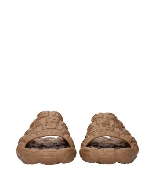 Fendi Brown Ciabatte E Zoccoli Eva Uomo Gomma Marrone/Fango