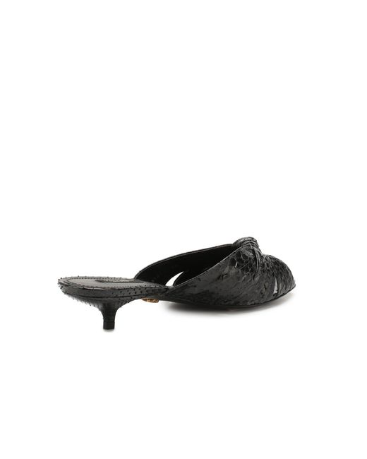 Dolce & Gabbana Black Python Leather Mules