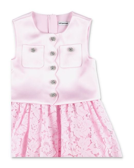 Self-Portrait Pink Mini Dress For Girls