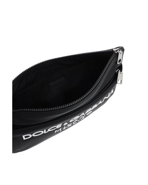 Pouch In Nylon Con Logo Gommato di Dolce & Gabbana in Black da Uomo