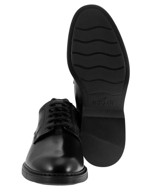 Hogan Black H576 Derby Lace Ups With Rubber Bottom for men