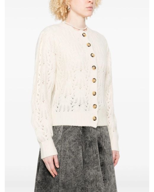 Isabel Marant Natural Button-Front Open-Knit Cardigan