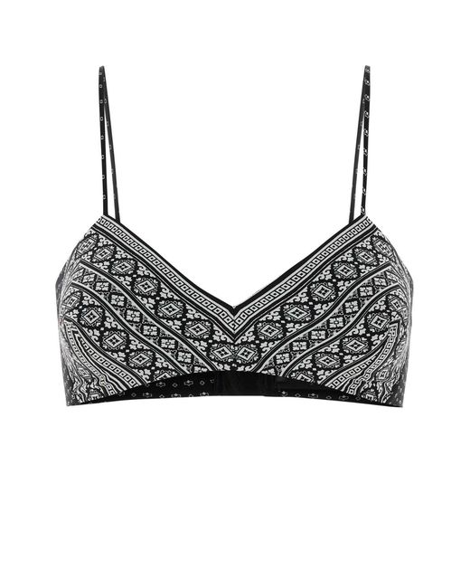 Ermanno Scervino Black Printed Silk Crop-top
