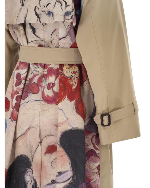 Weekend by Maxmara Natural Wksninfa Water Repellent Gabardine Trench Coat With Print