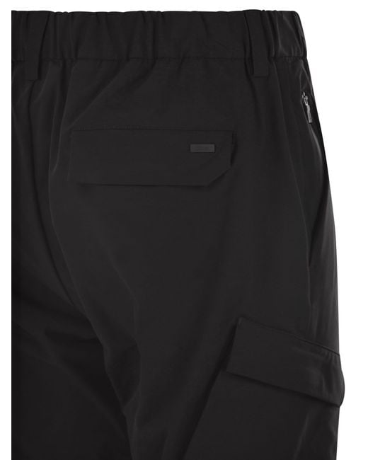 Herno Black Cargo Trousers With Mechanical Stretch Yarn for men