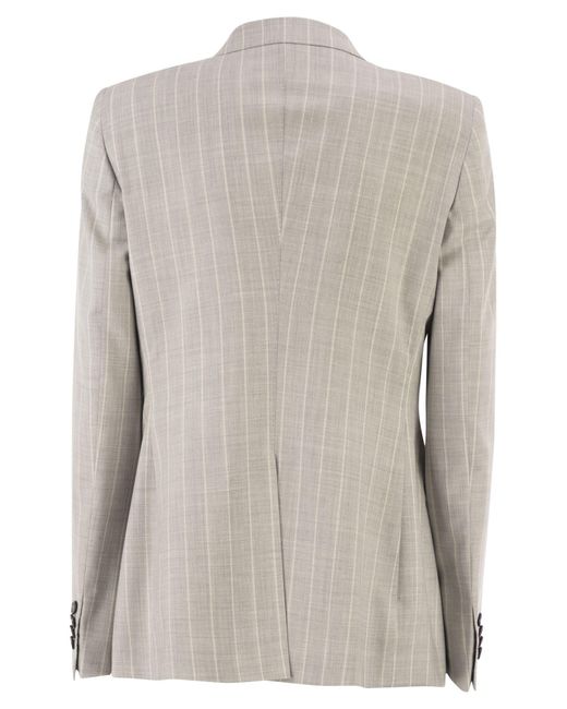 Tagliatore Gray Double-Breasted Pinstripe Blazer