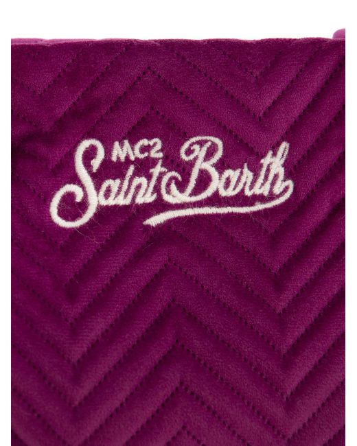 Mc2 Saint Barth Gewatteerde Fluwelen Koppelingstas in het Purple