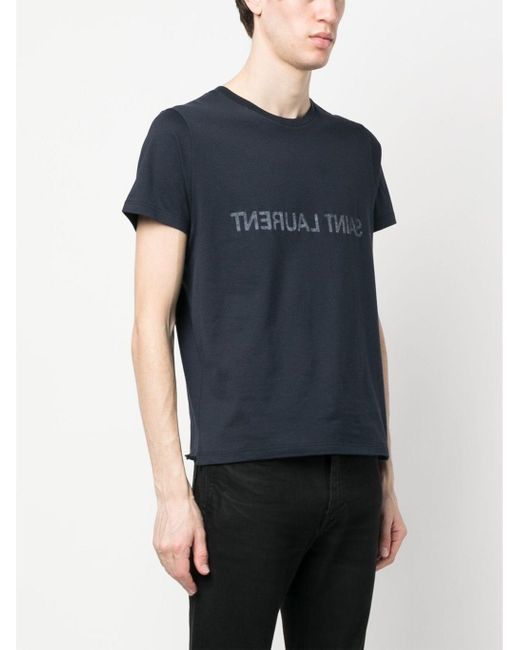 Saint Laurent Logo Baumwoll -T -Shirt in Black für Herren