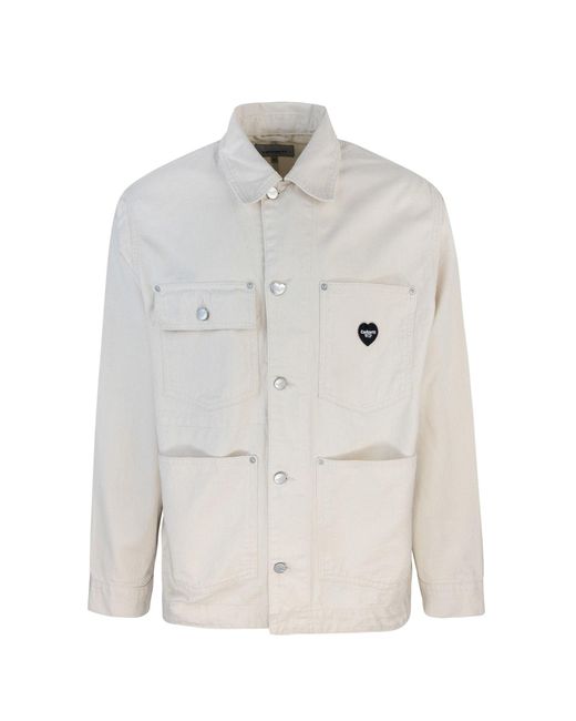 Carhartt Giubbino Drewe Chore Coat Beige in het White