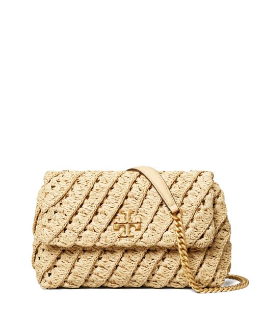 Tory Burch Kira Beige Raffia Tote Bag in het Natural