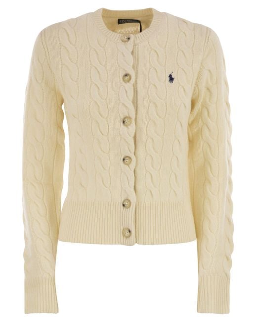 Polo Ralph Lauren Natural Wool And Cashmere Cable Knit Cardigan