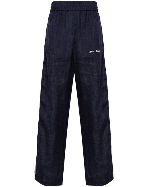 Palm Angels Blue Logo Track Pants for men