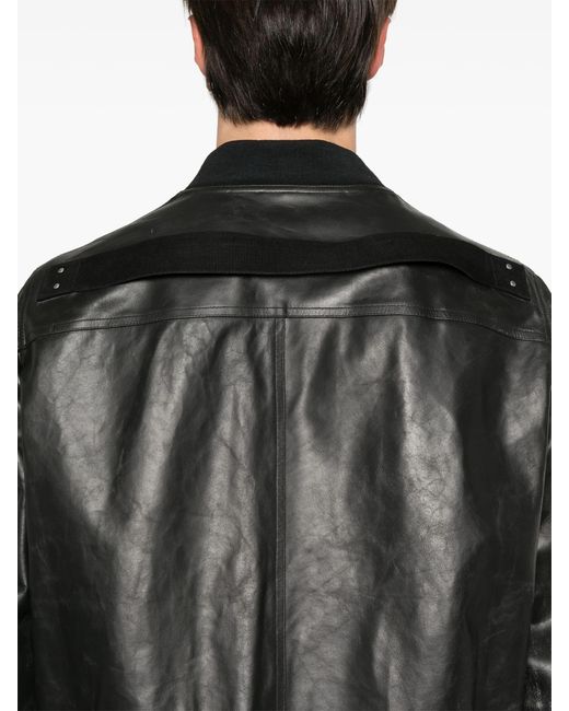 Rick Owens Black Classic Flight Leather Jacket