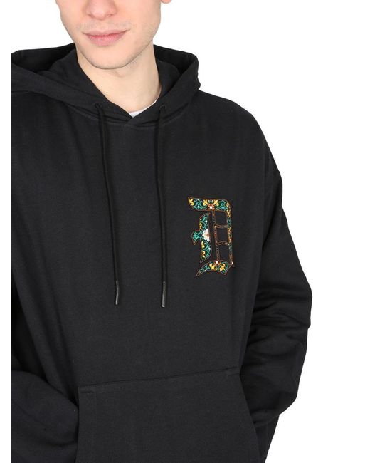 Drole de Monsieur Black Hooded Sweatshirt With Logo for men