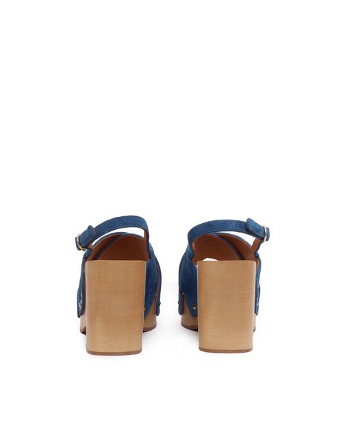 Via Roma 15 Blue Woven Sandal With A Heel