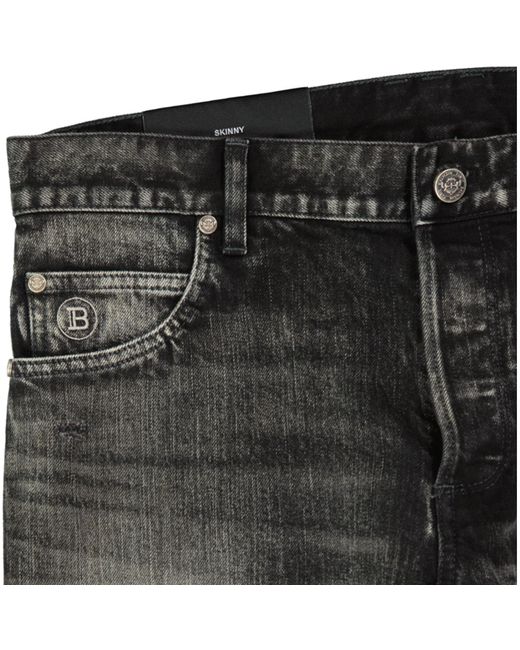 Balmain Gray Cotton Denim Jeans for men