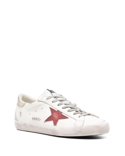 Golden Goose Deluxe Brand Pink Super Star Leather Upper And Star Laminated Heel Suede Spur With Metal Lettering Shoes for men