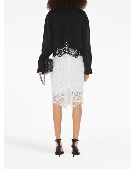Burberry White Lace Midi Skirt