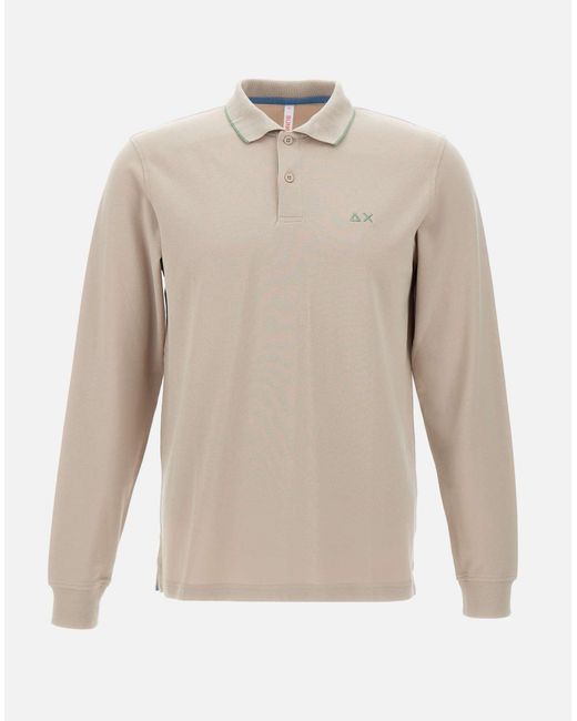 Sun 68 Taupe Polo Met Lange Mouwen in het White voor heren