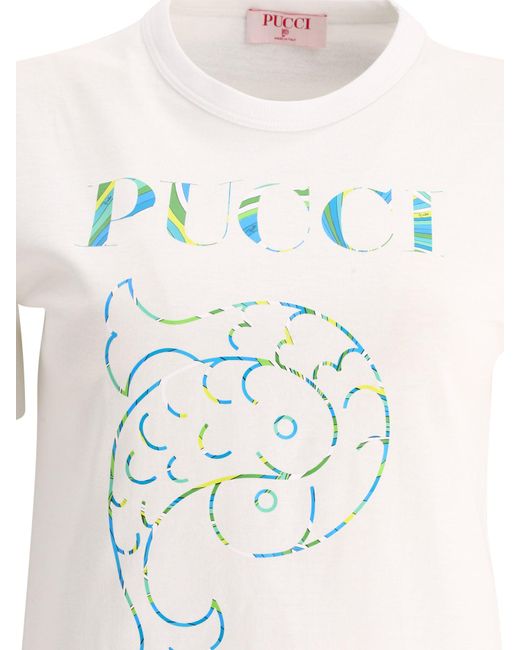 Emilio Pucci T -shirt Met Logo in het White