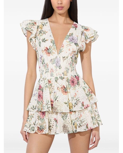 Alice + Olivia Alice + Olivia Kessie Cotton Jumpsuit in het White