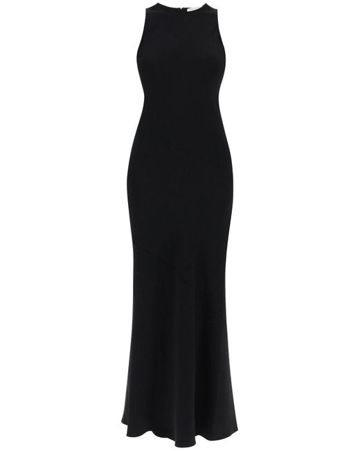 AMI Black Maxi Crepe Kleid mit Vorspannungen