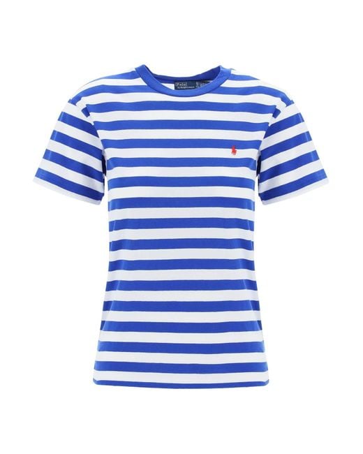 Polo Ralph Lauren Gestreepte Crewneck T -shirt in het Blue