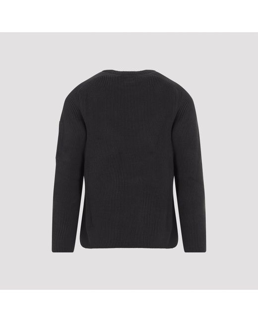 C P Company Black Cotton Full Rib Crewneck Sweater For for men