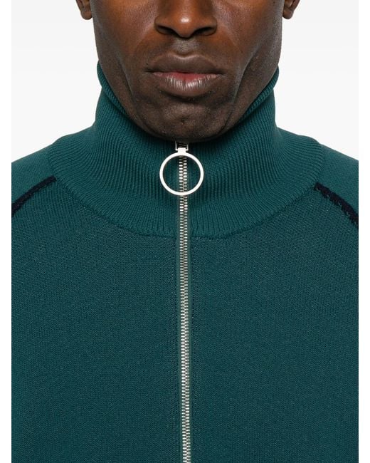 1989 STUDIO Green Full Zip Raglan Sweater for men