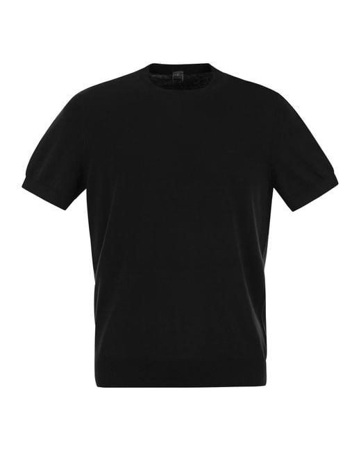 T-shirt de coton Fedeli en coloris Black