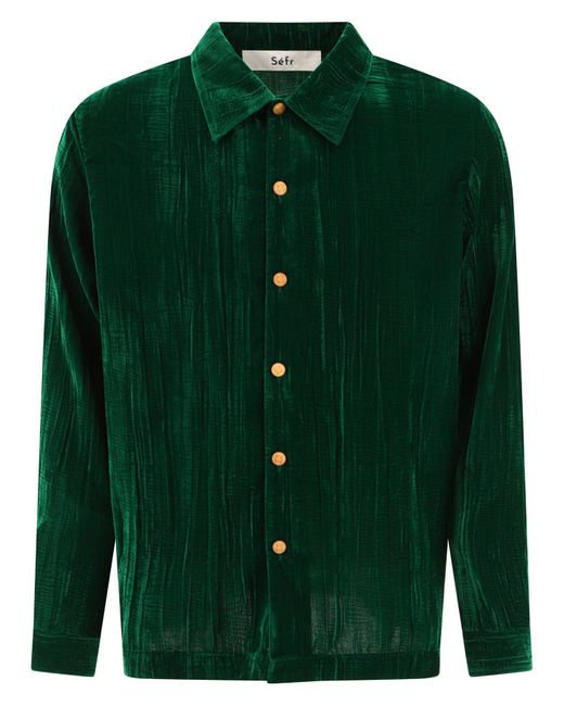 "Lou" Overshirt di Séfr in Green da Uomo