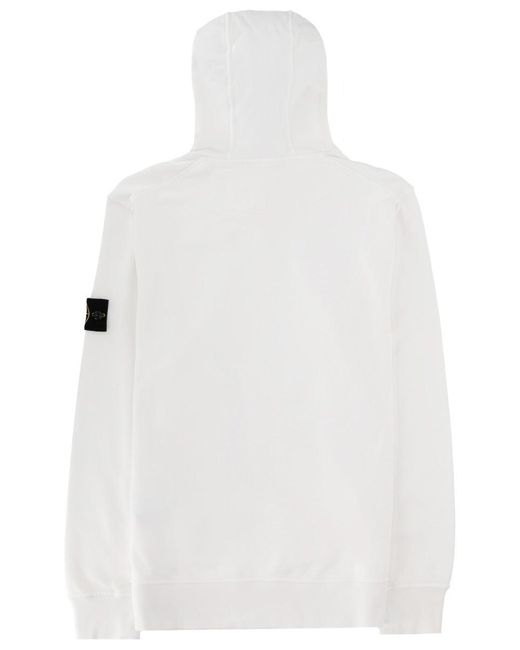 Stone Island White Regular Solid Hoodie for men