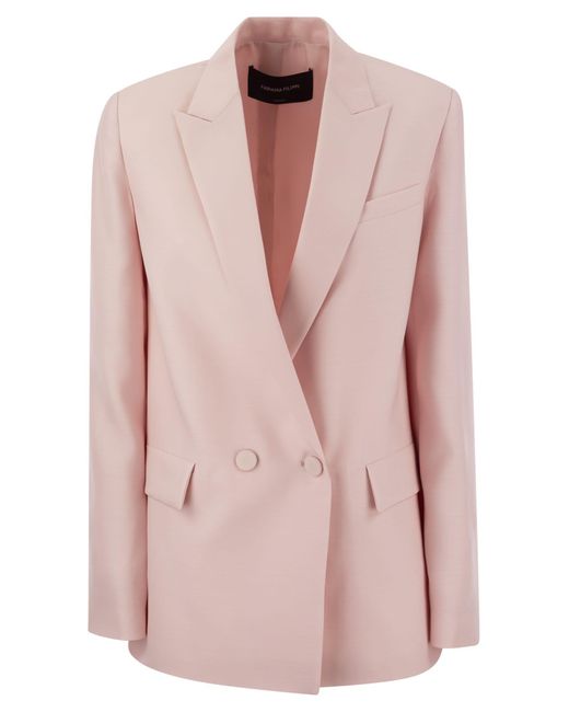 Veste Double poitrine en laine et en soie Fabiana Filippi en coloris Pink