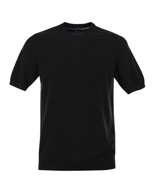 Fedeli Black Giza Cotton T-Shirt for men