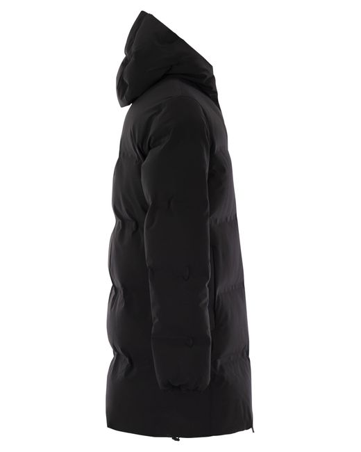 NUEVO IMPACTO Long Down Jacket With Hood Herno de hombre de color Black
