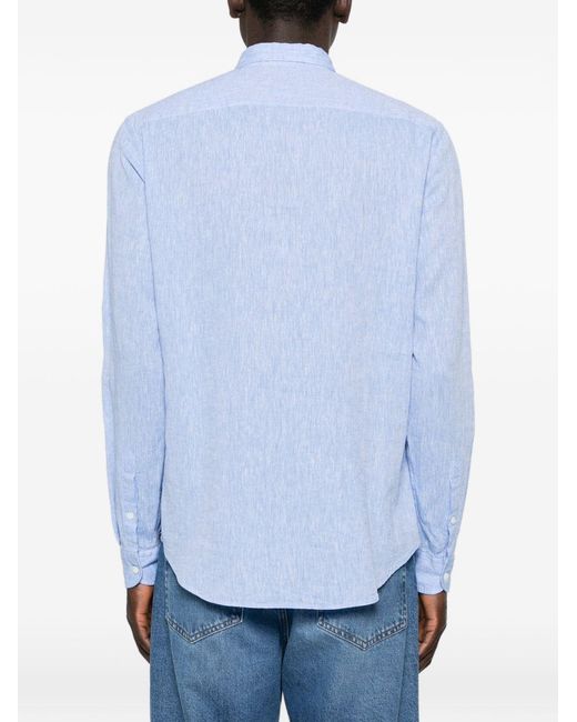 Emporio Armani Blue Linen Blend Shirt for men