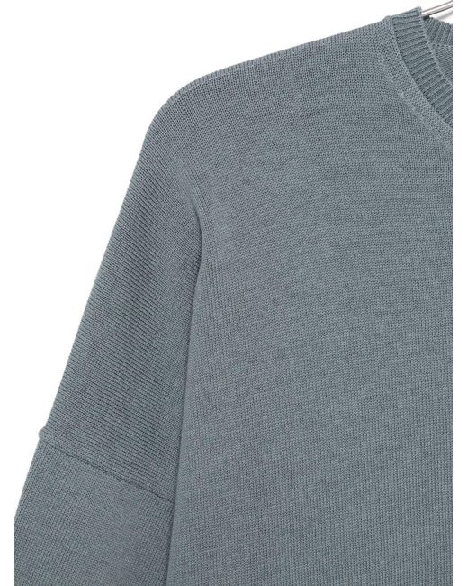 Alysi Gray Cotton Crewneck Sweater